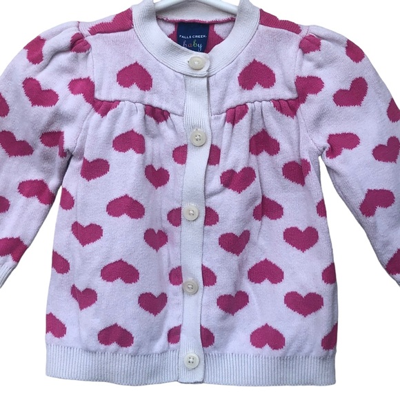 Vintage Look Falls Creek Baby Pink Heart Cardigan size 6-9 months - Picture 6 of 8